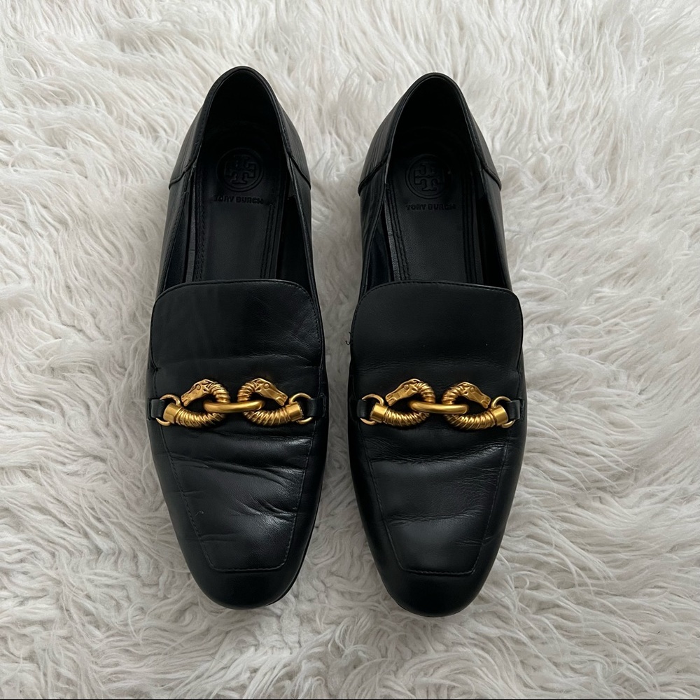 Tory Burch Black Loafers with Gold Accent